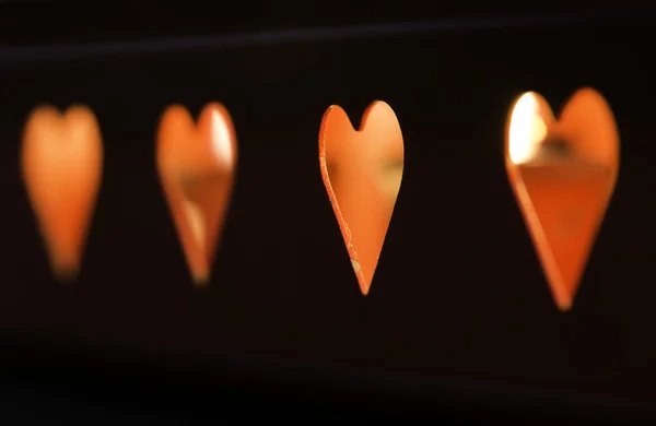 Candele e forme del cuore — Foto Stock