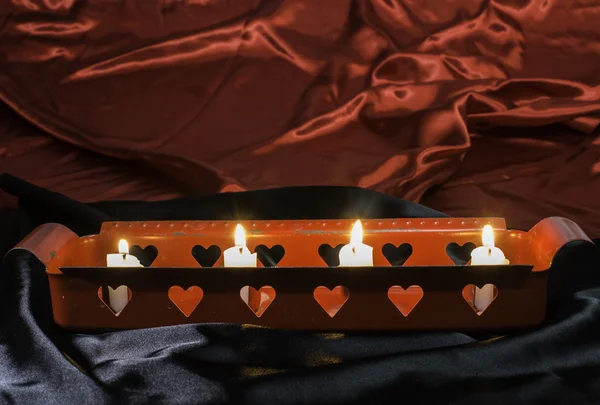 Candele e forme del cuore — Foto Stock