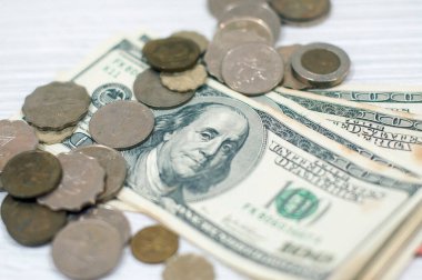 Amerikan doları banknot faturaları ve çeşitli para birimleri işletme finans ve ekonomik ve vergi sezonu için