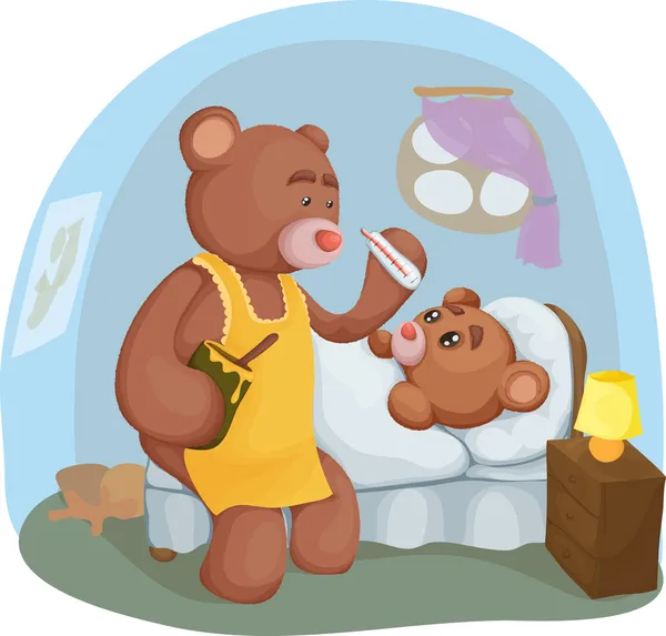 Enfermo oso de peluche con su madre —  Fotos de Stock