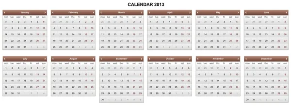 Calendario 2013 — Vettoriale Stock