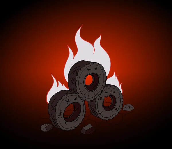 燃烧的轮胎 — 图库矢量图片