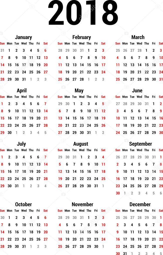 Calendar 18 Stock Vector Image By C 1507kot