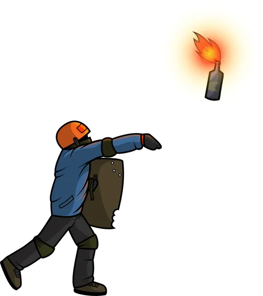 Vandal throws Molotov cocktail — Stock Vector