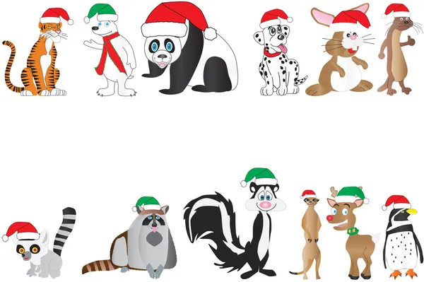 Christmas Animals Collection — Stock Vector