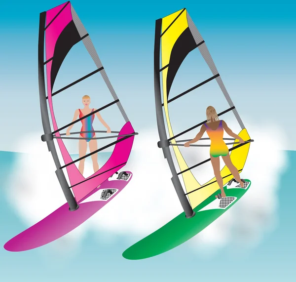 Windsurfing Women — Stock Vector