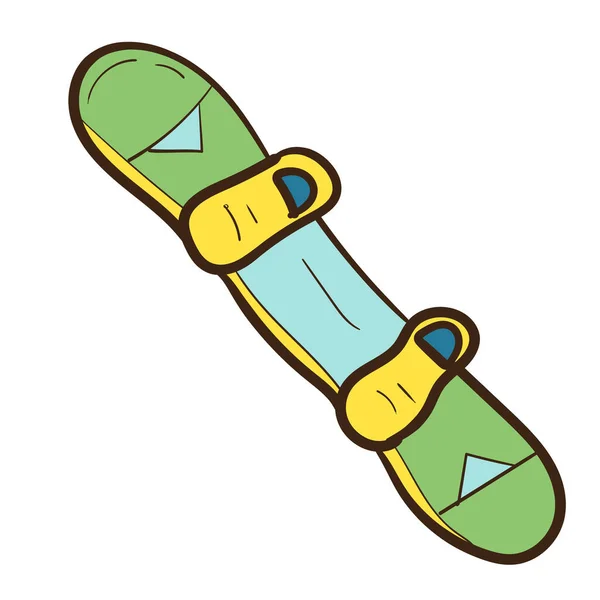Kézzel Rajzolt Snowboard Puha Színben Doodle Snowboard — Stock Vector