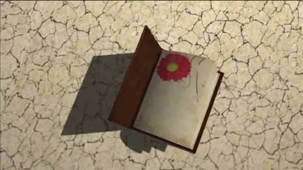 Büyüyen ağaç ve otların sayfaları çevirme ile eski kitap — Stok video