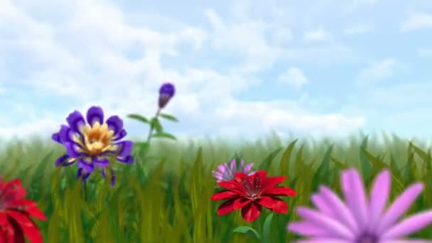 animovaný, pěstování květin a trávy s alfa kanálem