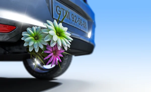 Ecologic fuel concept with flowers — Stock Photo, Image
