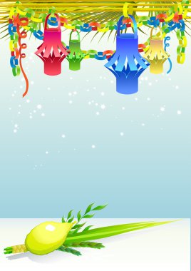 dekoratif elemanları ile mutlu sukkot