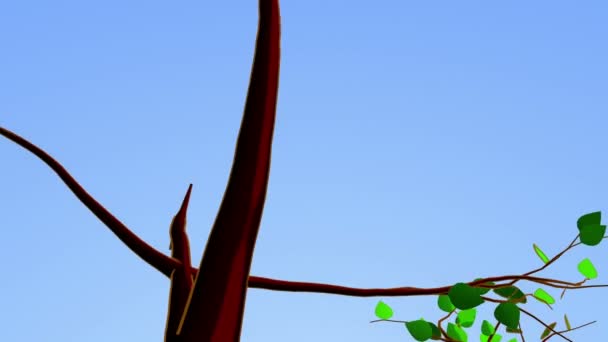 Вирощування мультяшного дерева, анімованого альфа маскою — стокове відео