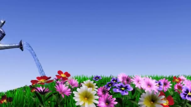 Écologie animée fond conceptuel avec des fleurs en croissance 