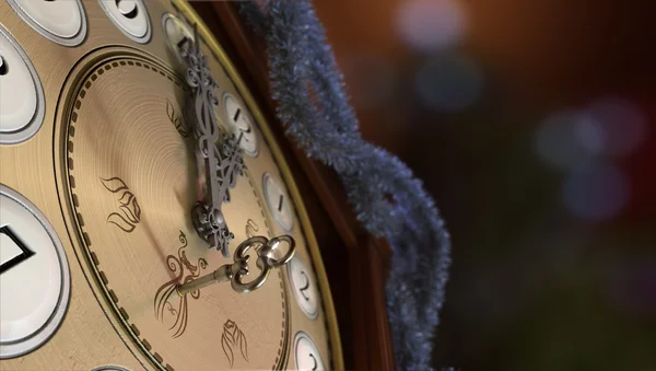 Frohes neues Jahr und frohe Weihnachten Hintergrund mit alten Uhr — Stockfoto