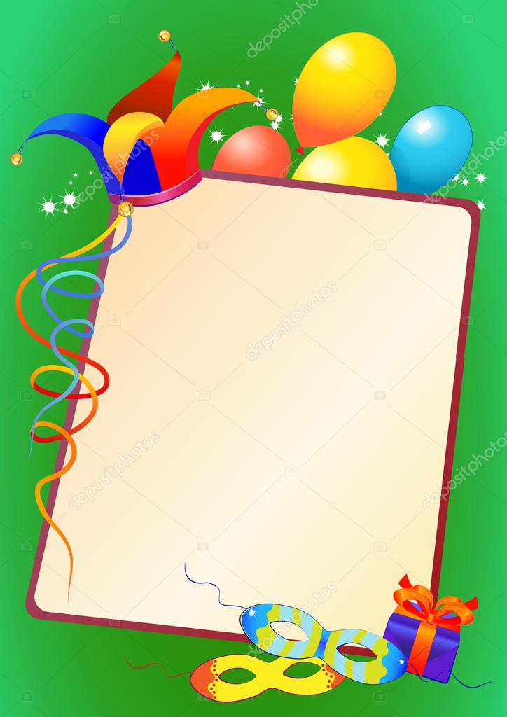 Download Carnival mask and border with balloons and clown hat ...