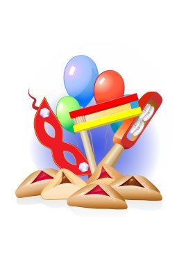Purim Dekoratif kenarlık balonlar ve tatlılar
