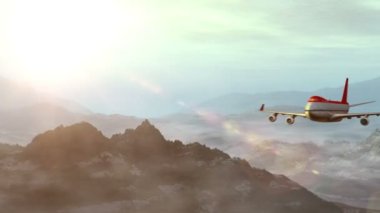 dağlar peyzaj üzerinde uçan uçak ile animasyonlu Intro