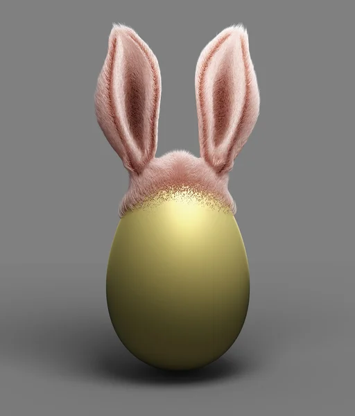 Easter holiday egg with Easter Bunny ears — Stock Photo, Image