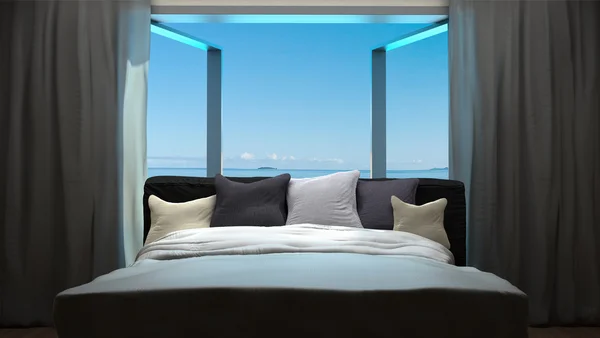 Yatak odası iç unsurları ile tatil kavramı arka plan — Stok fotoğraf