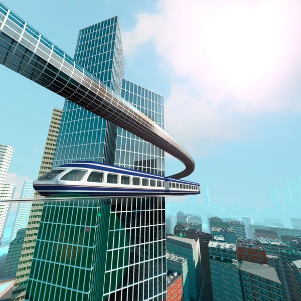 Vista aérea de la ciudad futurista — Foto de Stock