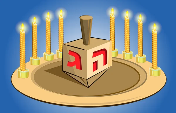 Hanukkah-ljus med traditionella munkar — Stock vektor