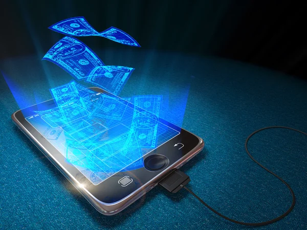 Dijital tablet ve web iş ve para kavramı arka plan olarak para