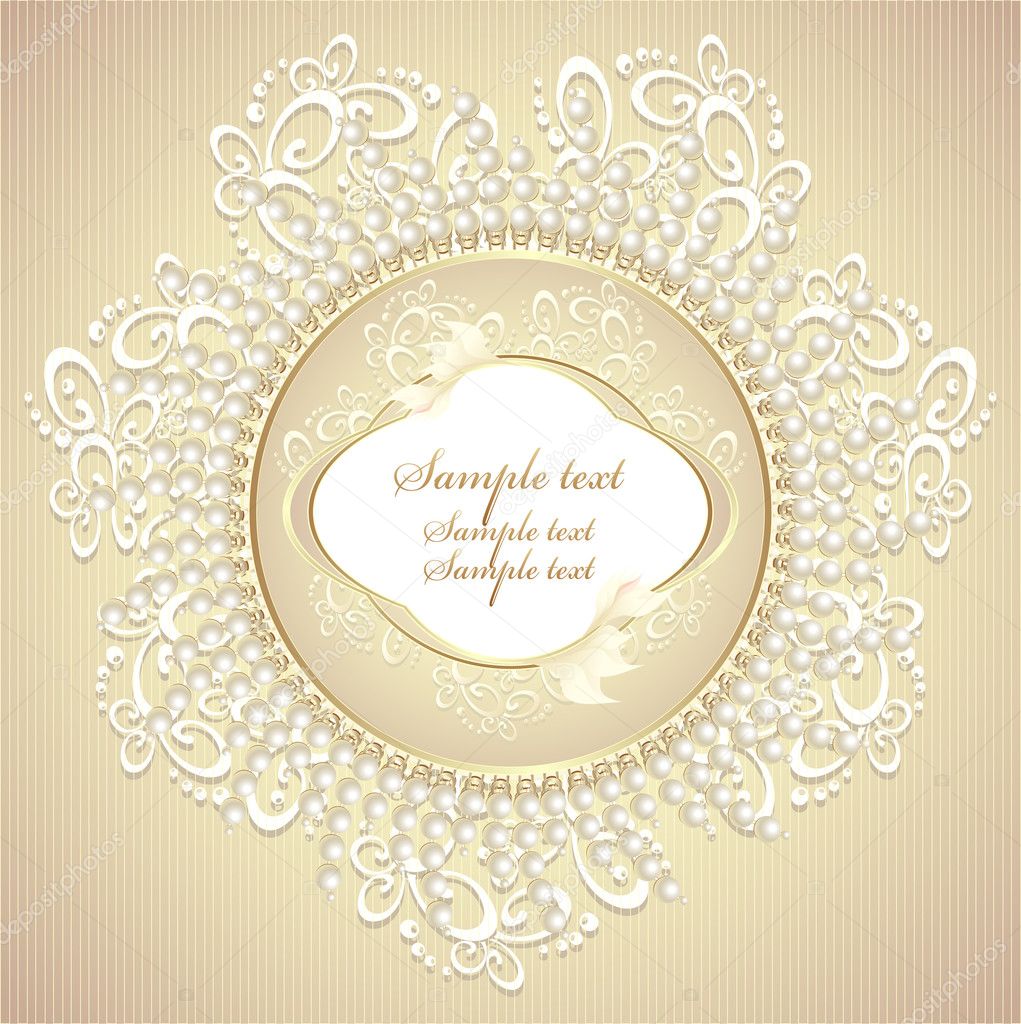 Wedding or sweet frame with pearls petals and lace