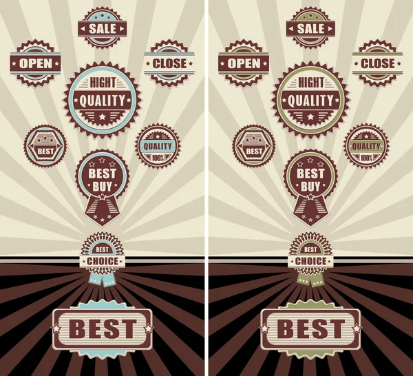 Set Badges quality open close and sale — Stock Vector