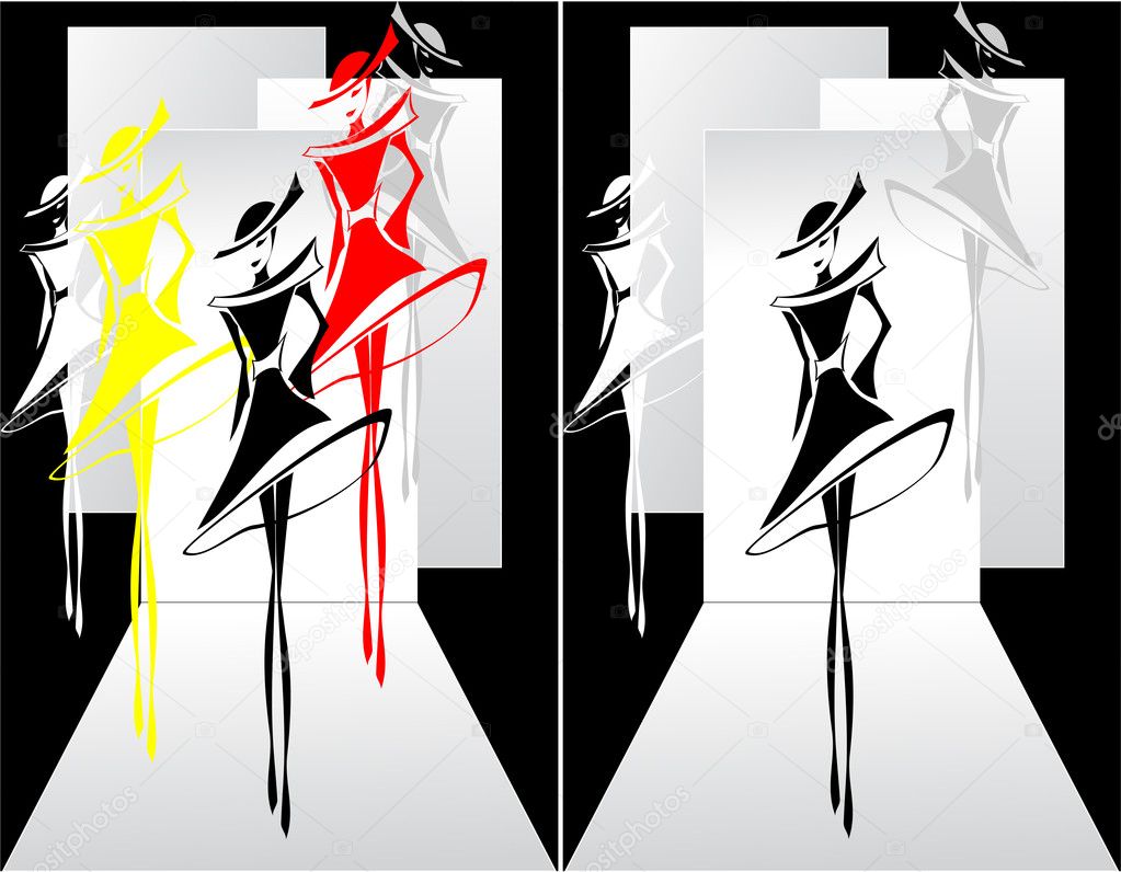 Set Fashion show in graphic style