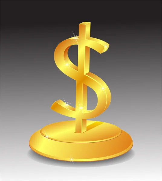 Symbol för guld dollar på stativ — Stock vektor