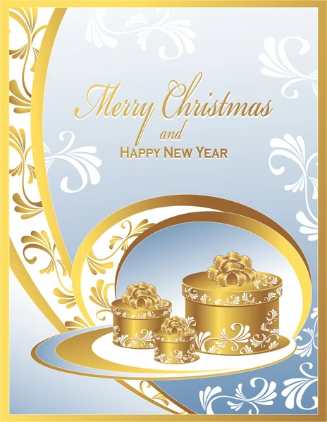 Postkarten mit Geschenken zu Weihnachten und Neujahr — Stockvektor