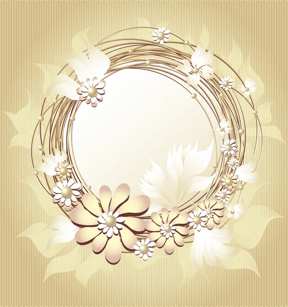 Scrapbooking floral frame in Gold colors — Stock Vector