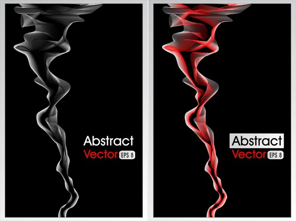 Two abstract background with smoke red and white on black — Stock Vector