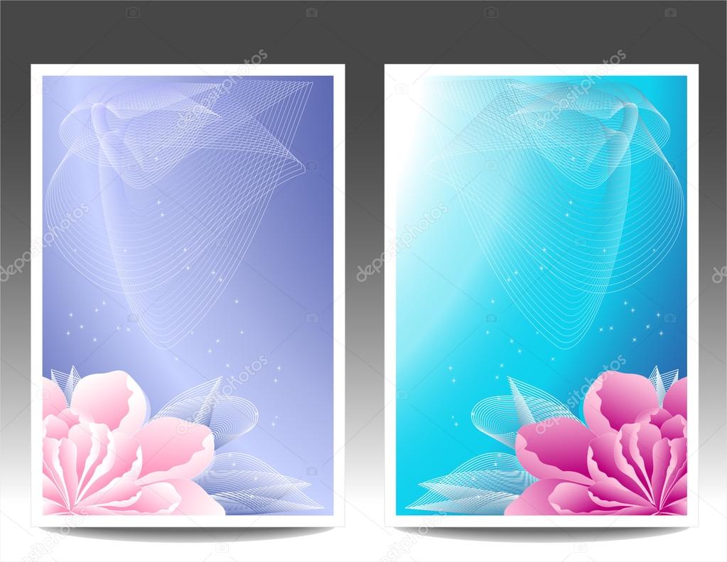 Two flowers banners or background with pink magenta peony