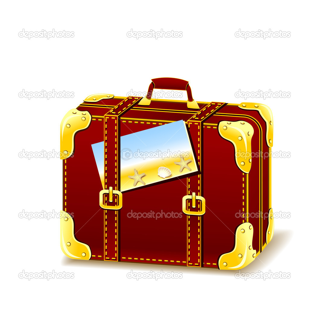Suitcase for summer isolated with flyer