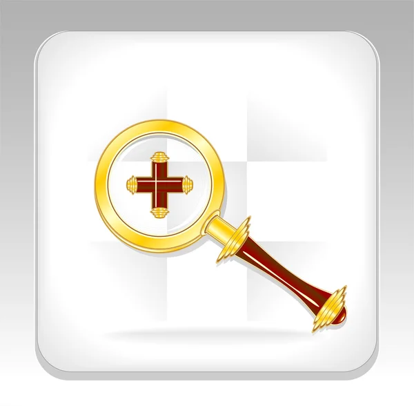 Guld förstoringsglas ikonen eller knapp med plus — Stock vektor