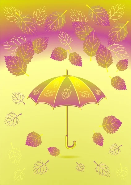 Liście jesienią tło z parasolem Wektor Stockowy