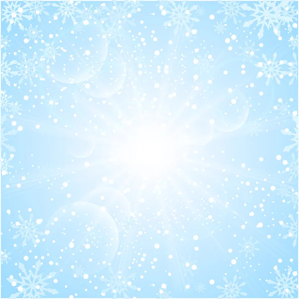 Merry Christmas Background with sun snowflakes — Stock Vector