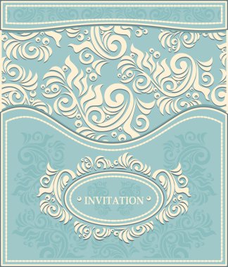 daveti veya pastel mavi renklerde dekoratif çiçek arka plan çerçevesinde