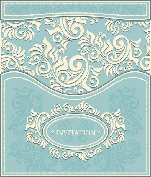 Invitation or Frame in Decorative floral background in pastel blue colors — Stock Vector