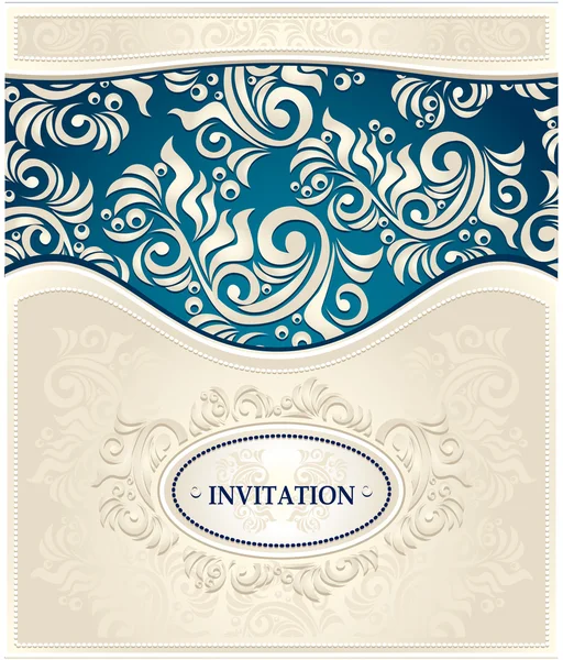 Invitation or Frame in dark blue and beige colors — Stock Vector