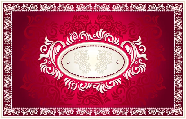 Приглашение или рамка или этикетка с цветочным фоном в красном — стоковый вектор