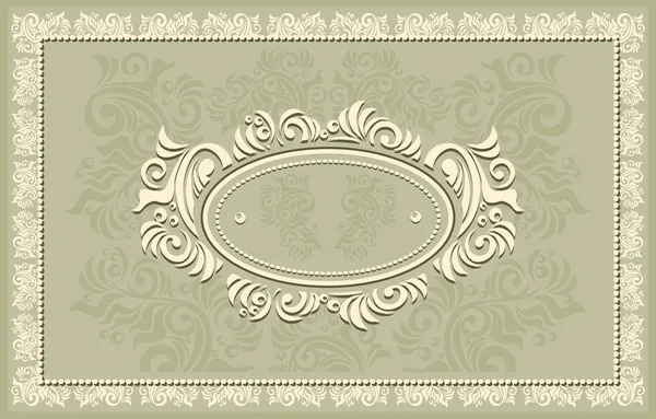 Invitation ou cadre ou étiquette avec fond floral en olive — Image vectorielle