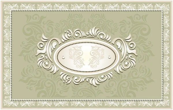 Invitation ou cadre ou étiquette avec fond floral en olive — Image vectorielle