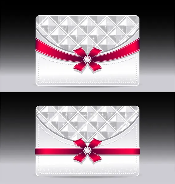 Cartes-cadeaux avec motif géométrique ruban papillon rouge — Image vectorielle