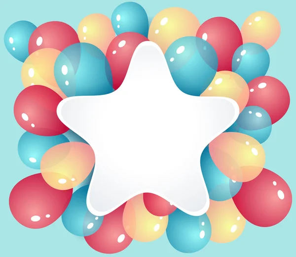 Marco estrella con globos — Vector de stock