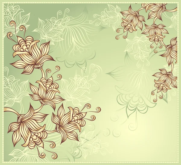 緑色の背景で抽象的な花の背景 — ストックベクタ