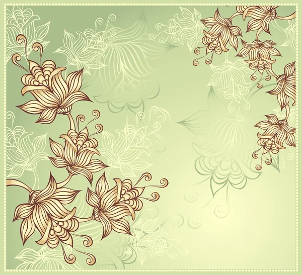 Fundo com flores abstratas em fundo verde — Vetor de Stock