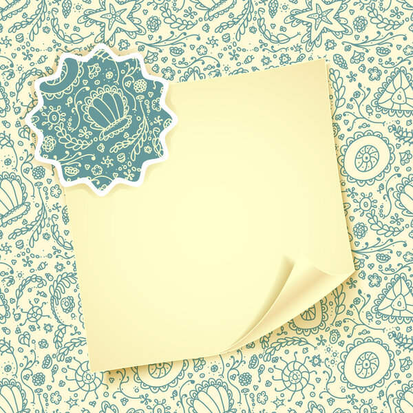 Folded sheet of paper with on abstract Seamless protozoa pattern