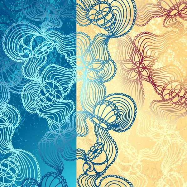 Achtergrond met abstracte mariene kant in blauwe beige — Stockvector